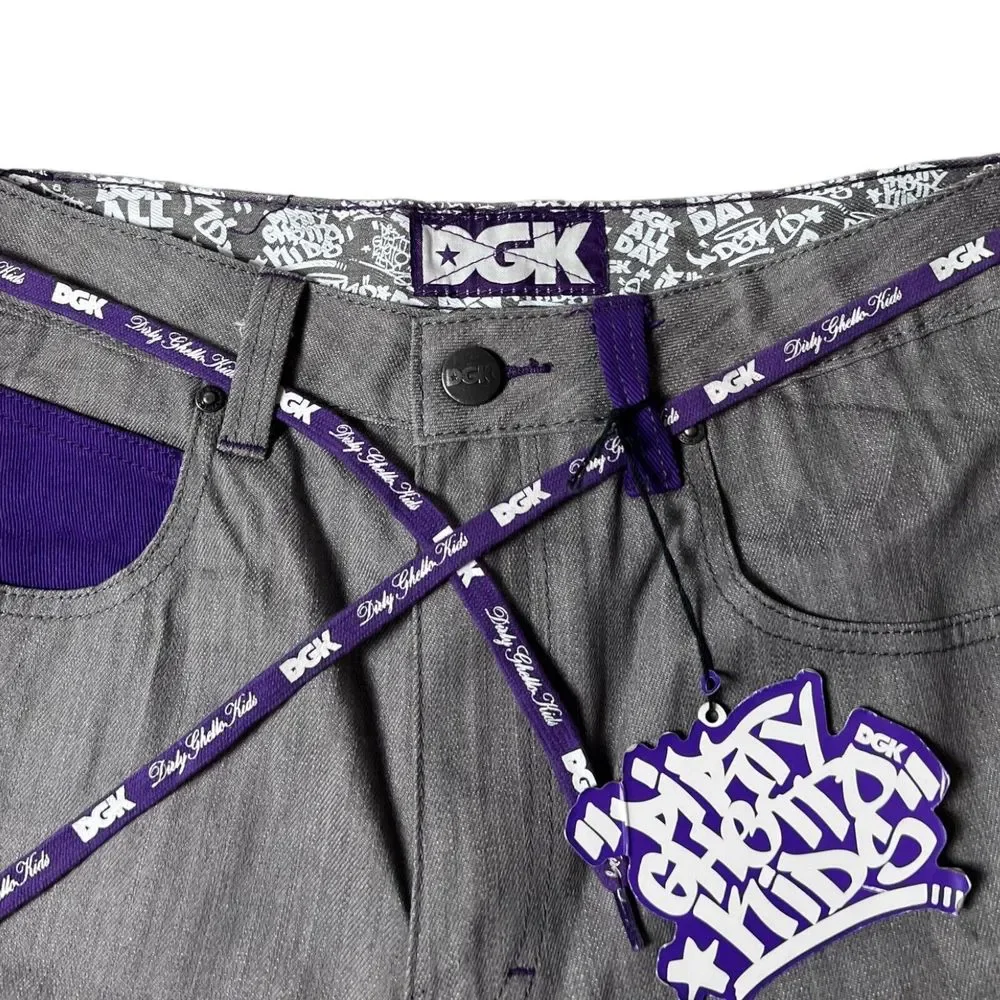 DGK “Above The Belt” Gray Denim Jean Shorts Streetwear Lace Belt Men’s Size 30